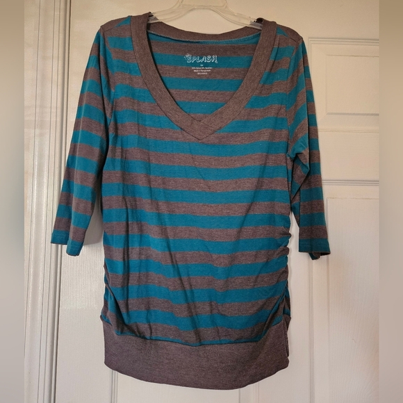 Splash Sweaters - Lightweight 3/4 Sleeve V Neck Pullover Cotton Sweater Plus Size Women (3X)